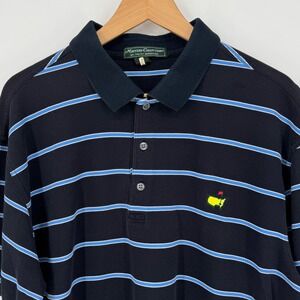 Masters Collection Golf Polo Shirt Mens XL‎ Black Blue Striped Short Sleeve
